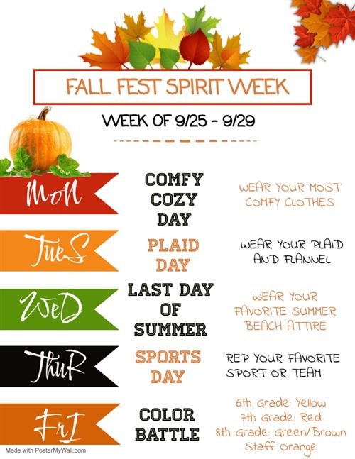 Fall Fest Spirit Week Flyer